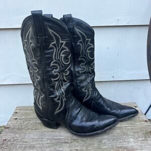 Vintage Tony Lama Black Point Toe Ladies Cowgirl Western Witch Boots H0523 7M
